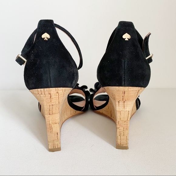 Kate Spade Dawson Black Wedge Sandals - 6 - Picture 7 of 13